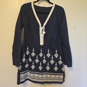 Athleta Desert Diamond Kimssa Tunic Dress Navy Blue M